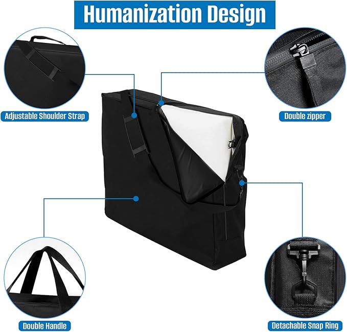 SIRUITON Folding Table Storage Bag, Portable 600D WaterProof Carry Bag for Folding Picnic/Camp Tables with Reinforcing Plate & Shoulder Strap, 48" D x 30" W x4.7 H Fits 8FT Folding Tables（bag only）