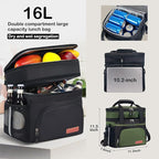Tactical Lunch Box for Men & Women – Expandable 16L Double Deck Insulated Cooler Bag for Work, Construction & 12-Hour Shifts – Heavy Duty Leakproof Large Meal Prep Tote with Shoulder Strap