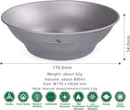 Boundless Voyage Ultralight Titanium Bowl Pan Plate Dish with Carry Bag Outdoor Camping Portable Tableware Cookware (Ti15165B (800ml Bowl))