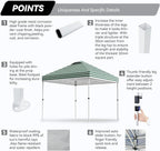 Nazhura 10' x 10' Pop Up Canopy with Sand Weight Bag, Awing for Patio, Freestanding Sun Shelter for Picnic and Camping, One Person Setup, White (Green Stripe)