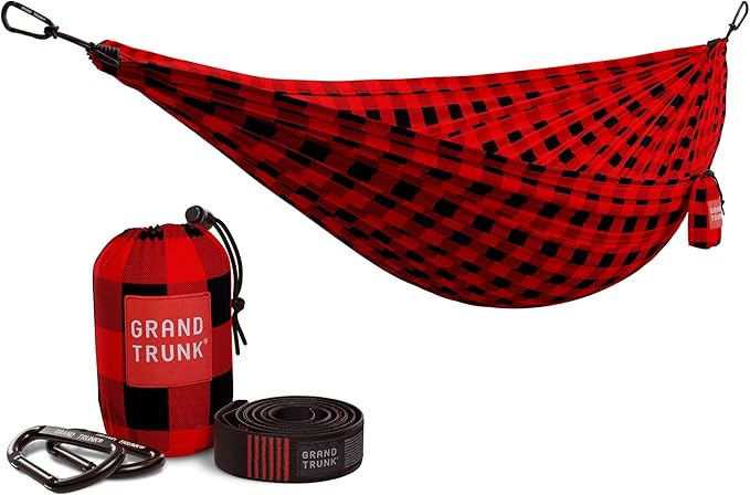 GRAND TRUNK TrunkTech Double Hammock | Ultra-Strong & Lightweight | 11 ft Hammock with Ripstop Nylon | 500 lb Capacity | Fast-Drying & Weather-Resistant | Heritage