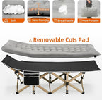 Portable Camping Cot, 600LBS Max Load, Extra Wide with Thick Mattress, Folding Cot for Outdoor Camping/Office, Home Nap (Grey)