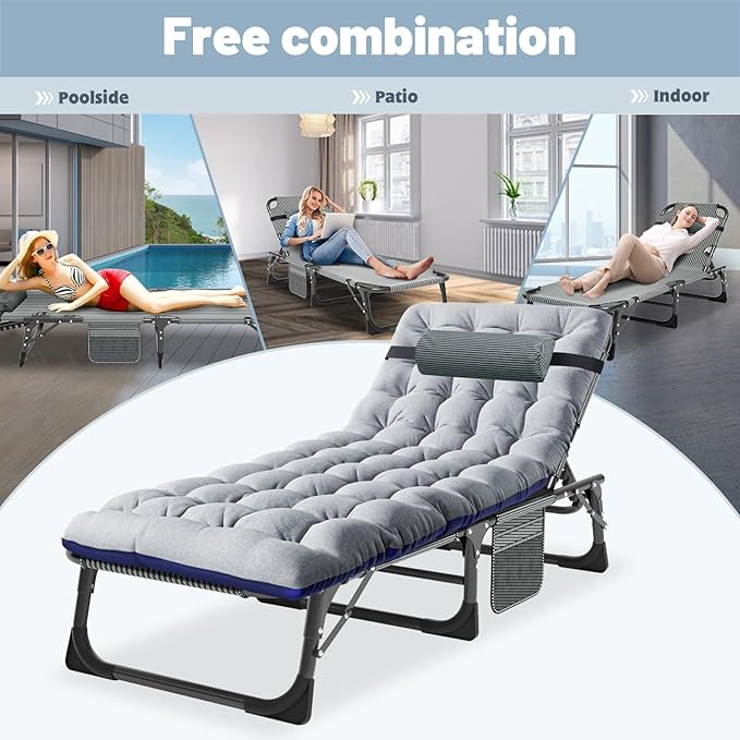Slsy Folding Bed with Mattress, Cot Size Foldable Guest Beds, Hideaway Cot for Adults, Portable Fold up Bed with Adjustable Positions for Home, Office, Indoor, Outdoor
