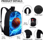 Kids School Backpack Boys Basketball Backpack with Lunch Box Soft Pencil Case for Boys Kindergarten Elementary Middle Bookbag Set for 17 Inch Mochilas Escolares Para Niños