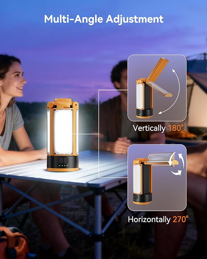 CORESLUX Rechargeable Camping Lights with Stand, 6000K Portable Work Light with 4 LED Lamp Heads, Magnetic Work Light Camping Essentials for Outdoor Work, Garage, Camping, Fishing, 2 PACK
