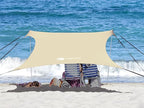Beach Canopy Windproof Design, Sun Shelter UPF50+ Portable Family Tent with 6 Sandbags Anchors 10x10 FT 2 Pole Pop Up Outdoor Shelter for Beach, Camping, Fishing, Backyard