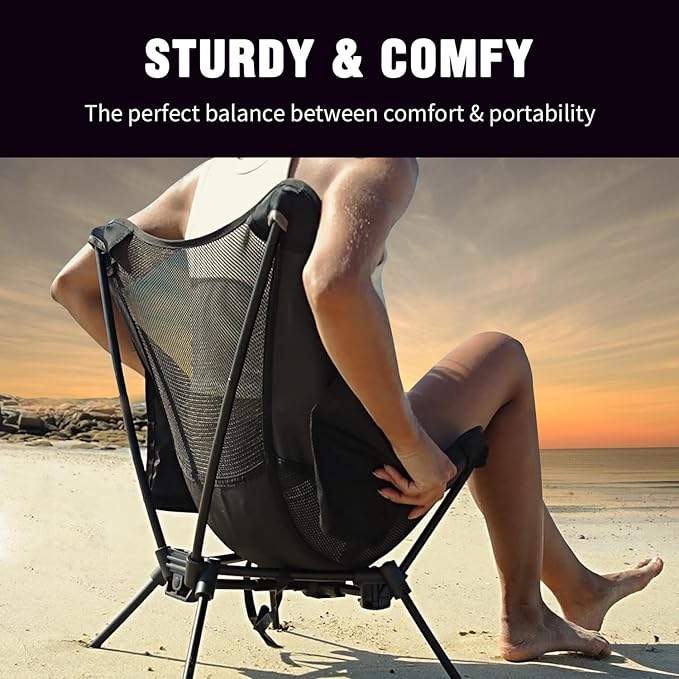 MOON LENCE 2 Pack Portable Camping Chairs Backpacking Chair - The 4th Generation Ultralight Folding Chair - Compact, Lightweight Foldable Chairs for Hiking Mountaineering, Beach