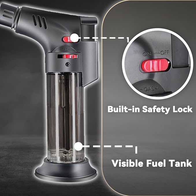 5 Pack Torch Lighters Butane Refillable Torch Lighter Jet Flame Multi Utility Lighter Mini Blow Torch Butane Gas Torch for Candle Grill BBQ Camping (Without Fuel)