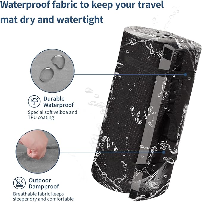 Memory Foam Camping Mattress Pad，Portable Roll Up Sleeping Pad for Floor,Camping, Car|Twin, Single, Kid Cot, Outdoor Guest Bed,Removable Waterproof Cover Travel Bag