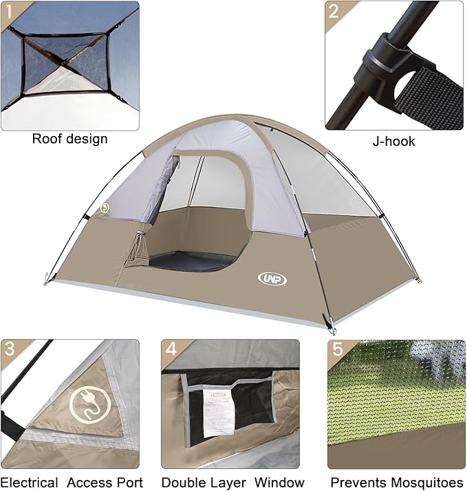 Camping Tent 2-4 Person, Waterproof Windproof Tent with Rainfly Easy Set up-Portable Dome Tents for Camping…