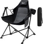 Portal Hammock Camping Chair Heavy Duty 400lbs - Swinging Chair Outdoor with Adjustable Recline & Headrest Pillow, Portable Hammock Swing Chair for Camping Beach Sports Events, Black