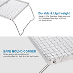 REDCAMP 17" Large Folding Campfire Grill with Mesh, 304 Stainless Steel Grate, Heavy Duty Portable Camping Grill with Carrying Bag for Outdoor Cooking BBQ