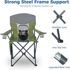 Outdoor Camping Chair 2-Pack with Mesh Back, Folding Portable Lawn Chairs with Cup Holder & Side Storage Pocket for Camping, Beach, Picnic, Fishing(Green)