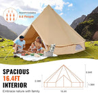 VEVOR Canvas Tent Bell, Yurt 4 Seasons for Camping with Stove Jack, Breathable Holds up to 4 People, Family Camping Outdoor Hunting Party