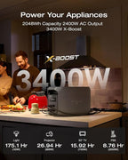 EF ECOFLOW Portable Power Station DELTA 3 MAX with 220W Solar Panel, 3400W X-Boost Output, Ultra-Fast 0-80% Charging in 1.13 Hr, Home Backup & RV Camping (Black)