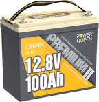 Power Queen 12V 100Ah Mini LiFePO4 Lithium Battery, Deep Cycle Battery with Upgraded 100A BMS, Max 1280Wh Energy, Up to 15000 Cycles & 10-Year Lifespan for RV, Solar, Trolling Motor & Camping