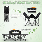 Slendor Toddle Cot, Toddler Portable Bed w/Cartoon Handrail, Blanket (5ft x 4ft), Folding Toddler Cots for Camping, Travel Bed, Extra Long Cot Length 56", Support 330 Lbs, Black