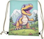 Upetstory Dinosaur Drawstring Backpack String Gym Bag Lightweight Training Gymsack Sport Sack Pack Hiking Daypacks Drawstring Trainer Bag Toy Storage Pouch