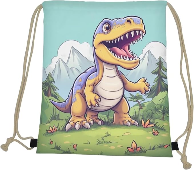 Upetstory Dinosaur Drawstring Backpack String Gym Bag Lightweight Training Gymsack Sport Sack Pack Hiking Daypacks Drawstring Trainer Bag Toy Storage Pouch
