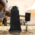 Mikinona Camping Tent Pegs Storage Bag 5pcs Black Aluminum Alloy Outdoor Tent Stake Pouch Practical Camping Tool Organizer for Hiking and Backpacking
