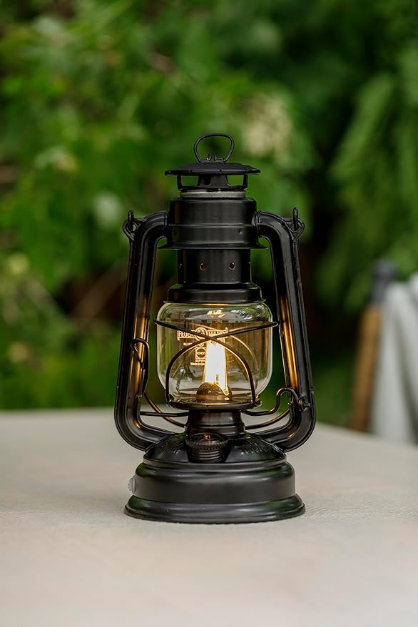Feuerhand Outdoor Kerosene Fuel Lantern, German Made Weather Resistant Baby Special 276 Galvanized Hurricane Lamp for Camping or Patio, 10 Inches, Matte Black