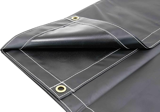 Mytee Products 8' x 10' Heavy Duty Black 18oz Vinyl Utility Tarp Waterproof, Multipurpose, Cars, Boats, Campers, Pool Cover, Tent