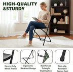 Folding Chairs 20 Pack, Plastic Folding Chairs for Outside, Heavy Duty Foldable Chairs, Sturdy Metal Folding Chairs, 350 lbs Capacity, for Patio, Garden, Camping, Black