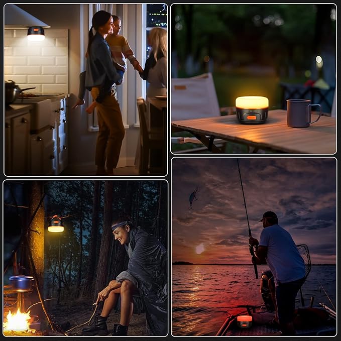 Rechargeable LED Camping Lantern, 300H Runtime, 6400mAh, IPX5 Waterproof Tent Light for Camping, Hiking, Power Outages, Home, Emergency - Standard Edition,Orange