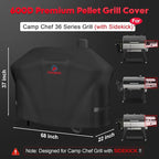 Comnova Pellet Grill Cover for Camp Chef 36 Series with Sidekick - 600D Premium Smoker Cover Waterproof Heavy Duty for Camp Chef Woodwind 36 / Pro 36 with Sidekick Sear or Sidekick Flat Top, and More