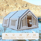 4 Season Air Tent Glamping Tent with Separate Living and Sleeping Area,Waterproof Pop-Up Outhouse Yurt with Pump and Stove Jack Hole, 8-10 Person Camping Quick Set Up