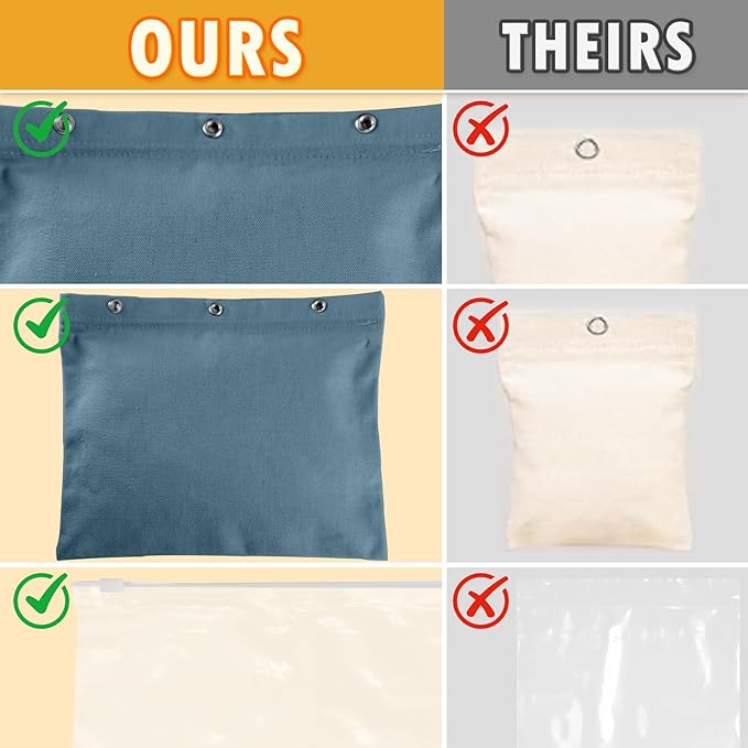 10 Set Outdoor Curtain Weights Upgraded 30 oz High Weighted Sand Bags with 30 Metal Clips for Gazebo Patio Tent Tablecloth 7.5"*8.7" Blue