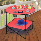 Etna Portable Camping Table Folding Camp 28 Inch Foldable Beach Outdoor with Cup Holders & Carry Bag for Camping, Beach, Backpacking, Tailgating, Patio, RV - Red (5075-RED)