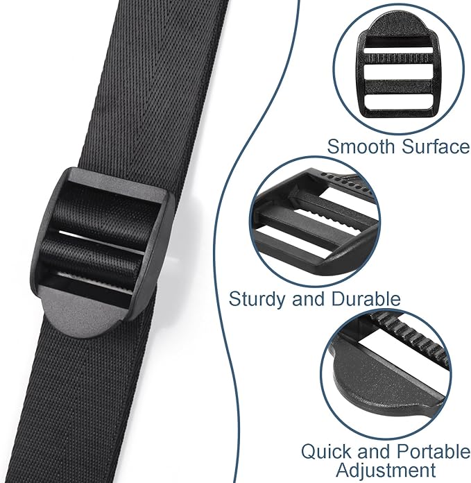 CooBigo 12 Pack Plastic Ladder Lock Buckles, 5/8" Ladder Slider Buckle for Backpack Strap Nylon Webbing Clip Replacement, Outdoor Camping Gear Sleeping Bag Tent Tie Down Strap Accessories (Black)