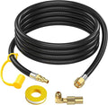 12 FT RV 1/4'' Quick Connect Propane Hose,3/8 Female Flare Nut for Camp Chef Explorer, Fire Bowl Camping Stove Grill Fire Pit Heater,with Elbow Adapter for Blackstone Griddle 17"/22"