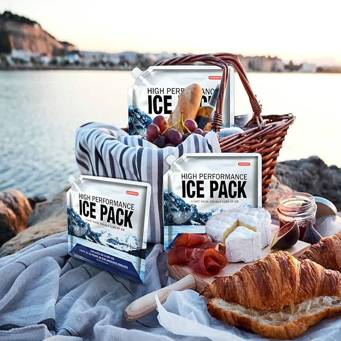 Reusable Ice Packs for Coolers Long Lasting Gel Freezer Packs for Cooler Bag Lunch Box,Keeps Food Cold Fresh (5 Pack, S(6.5"x7.5"))