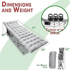 Zento Camping Cot and Mattress Folding Outdoor Travel Bed 4 Pack- Heavy Duty Max Load 450 LBS Premium Quality Cot Bed with Pad for Comfort Sleeping for Travel Home and Anytime Use