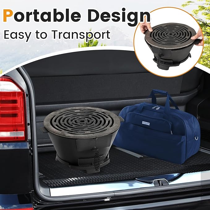 Giantex Cast Iron Hibachi Grill, Portable Japanese BBQ Charcoal Grill with Double-Sided Grate, Air Regulating Door & Fire Gate, Tabletop Camping Grill for Outdoor Cooking, Backyard, Picnic