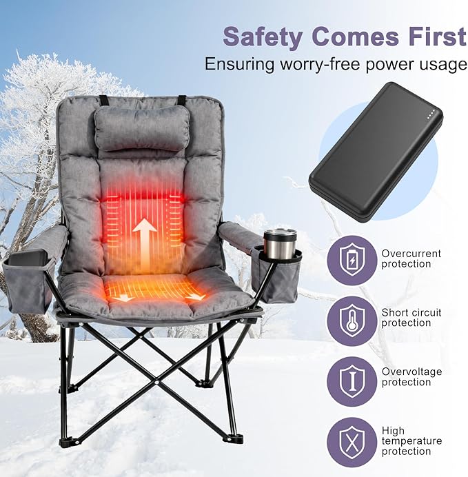 5V2A Battery Pack for Electric Heated Camping Chair, Heated Blanket, Hunting Seat Pad, Sleeping Bag USB Power Bank Camping Work Power (Black, Milliamp Hours, 10000)