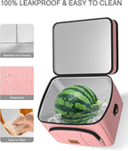Rnivvi Lunch Box for Women, Double Decker Insulated Cooler Bag Lunch Bag Reusable Leakproof Tote Lunch Container with Strap for Work Family Picnic Hiking Camping, 18 Cans 12L, Large Adults, Rose Pink