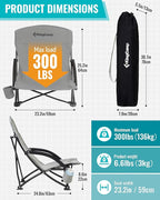 KingCamp Low Beach Chairs, Folding Portable Chair for Adults Lightweight Extra Wide Seat 300lbs Heavy Duty Oversized Backpack, Carry Bag for Camping