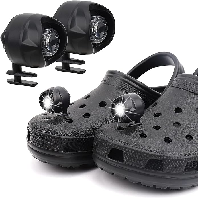 Headlights for Shoe 2pcs, butterfly charm Accessories for Kids, Headlights Lights with 3 Light Modes for Dog Walking, Camping, Running, Suitable for Adults Kids (Black)