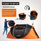 EchoSmile Instant Pop Up Camping Tent, 2/4/6 Person, Easy Setup Tent, Water Resistant Dome, Portable with Carry Bag