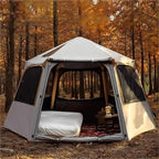 Hexagonal Folding Inflatable Tent - Large Family Quick Automatic Opening Camping Tent for Outdoor Travel, Spacious Windproof Waterproof Camping Equipment