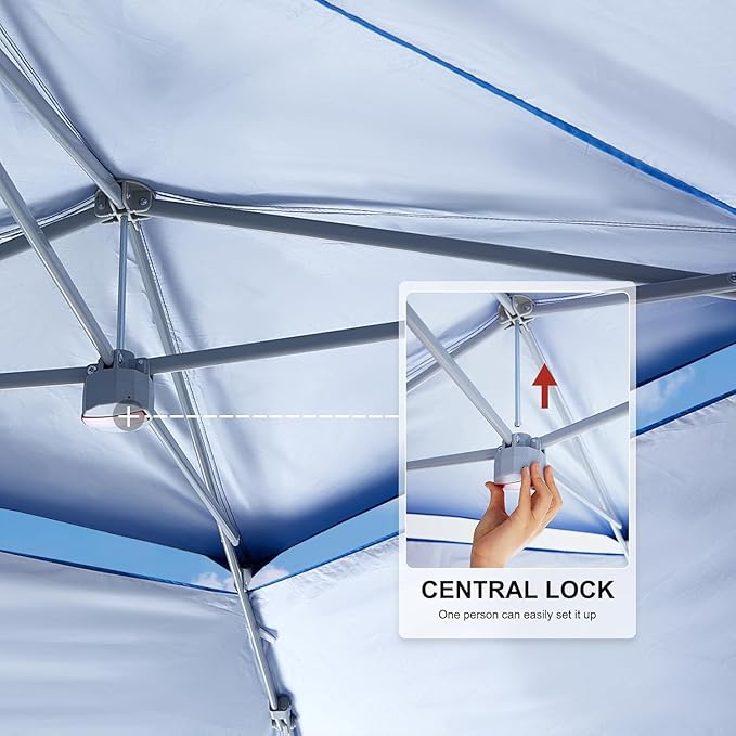 ABCCANOPY 13x13 Pop Up Canopy with Double Ventilated Top, 4 Sandbags, 4 Ropes and 8 Stakes (Blue)