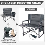 Timber Ridge XXL Directors Chair, 600lbs Capacity Heavy Duty Folding Camping Chair with Side Table & Insulated Pocket, Oversized Portable Chair with Carry Strap