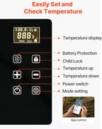 VEVOR Car Refrigerator, DC 12/24V AC100-240V Compressor Electric Cooler, -4°F to 68°F Car Fridge with APP Control, 23 QT Cars Freezer for RVs, Campsites, Boats, Camping, Fishing, 45W Portable Freezer