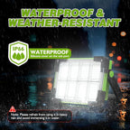 120W Solar Rechargeable Work Light, 144 LED 10000LM Led Work Light with 4 Modes, Portable Flood Light with Stand, IP66 Waterproof Outdoor Working Light for Emergency Mechanic Camping Repair