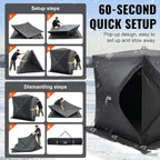 VEVOR Portable Pop-Up Tent, 1-8 Person Insulated Shelter, Large Fishing Area, Hub-Style Shanty for Winter Fishing, Waterproof Oxford Ice Cube with Anchors/Ropes/Carrying Bag