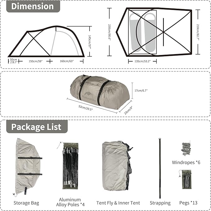 Naturehike Massif Hot Tent with Stove Jack, Waterproof Windproof 4 Season Tent, 2/4 Person Cold Weather Winter Tents for Camping