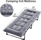 Thick Camping Sleeping Pad - Faux Rabbit Fur Ultra Soft & Non-Slip Sleeping Mat with Portable Roll up Camping Cot Pad for Travel Car Tent Guest Bed (75" x 28", Dark Grey)